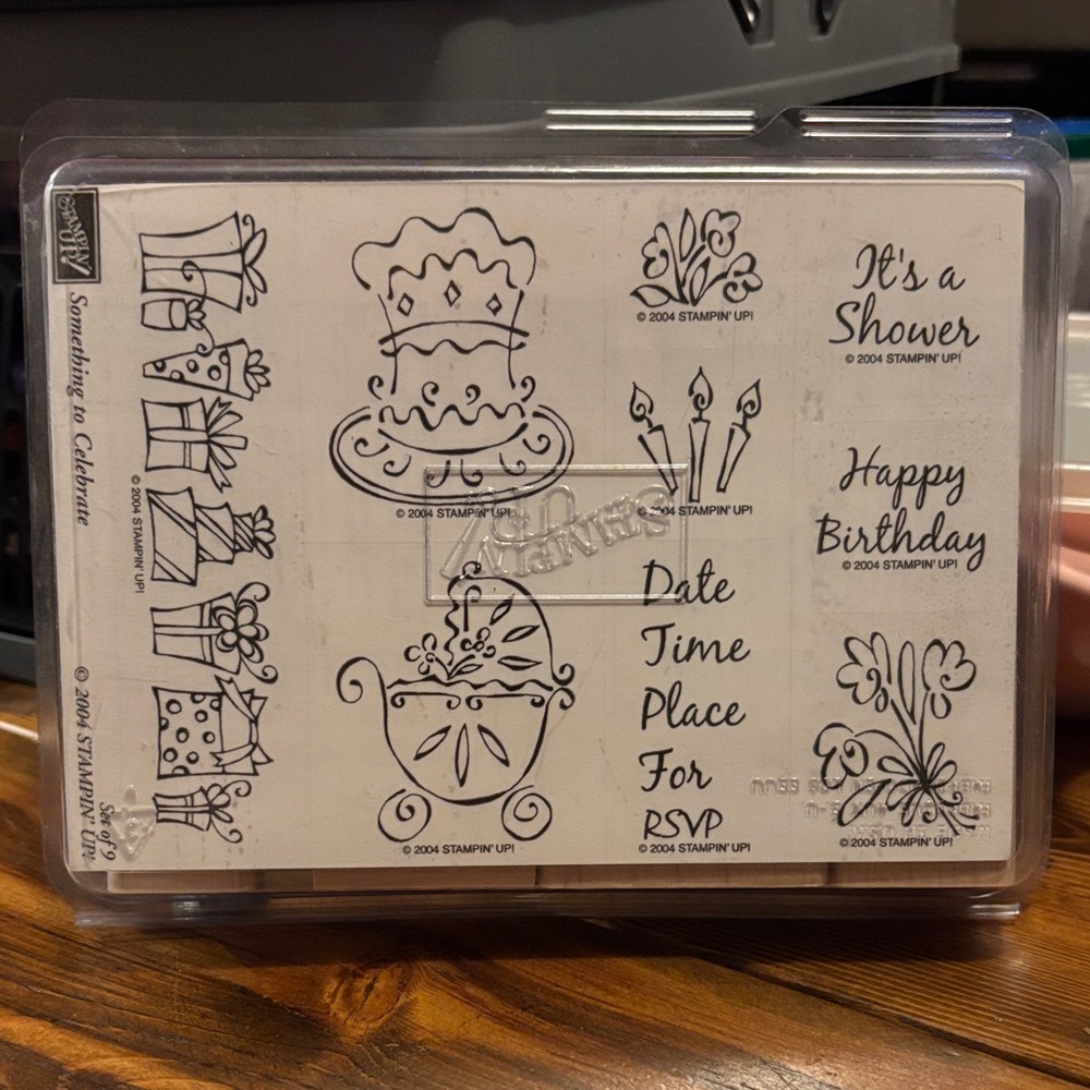 NEW Stampin' Up! Something to celebrate 2004 Rubber Stamp Set - Black Designs